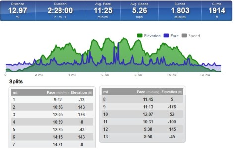 The stats from my run along the North Downs