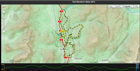 The route from above with the hill profile